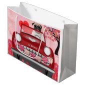 パグドッグカーとハートバレンタイン ラージペーパーバッグ (正面アングル)