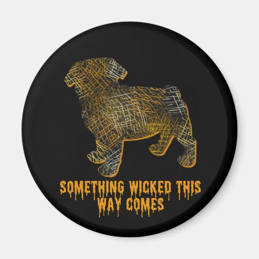 パグドッグシルエットおもしろいハロウィンマグネット マグネット (正面)