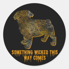 パグドッグシルエットおもしろいハロウィーン ラウンドシール