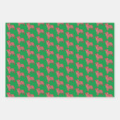 パグドッグシルエットグリーンウメリーーフマス ラッピングペーパーシート (正面3)