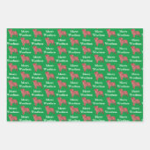 パグドッグシルエットグリーンウメリーーフマス ラッピングペーパーシート (正面)