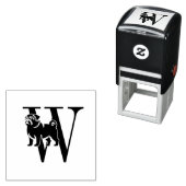 パグドッグシンプルオーバー独身のイニシャル#3 セルフインキングスタンプ (インサイチュ)