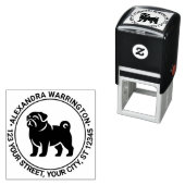 パグドッグスタンディングシルエット名差出人住所 セルフインキングスタンプ (インサイチュ)