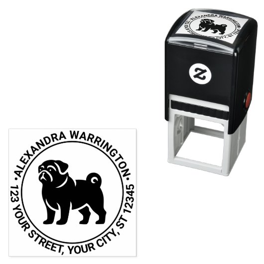パグドッグスタンディングシルエット名差出人住所 セルフインキングスタンプ (インサイチュ)