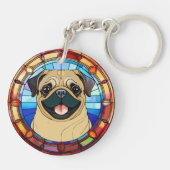 パグドッグテーマアート車またはハウスキーホルダー キーホルダー (裏面)