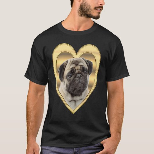 パグドッグハートモプスパグ2 Tシャツ (正面)