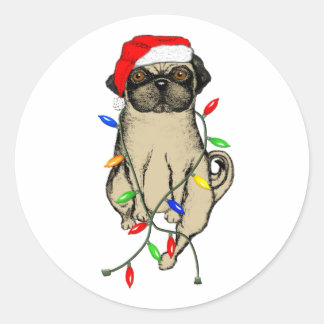 パグドッグバフンプグクリスマスおもしろいの開催 ラウンドシール