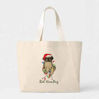 パグドッグバフンプグクリスマスおもしろいの開催 ラージトートバッグ