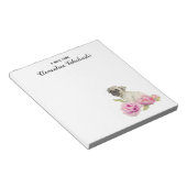 パグドッグフローラ水彩 |名前の追加 ノートパッド (アングル)