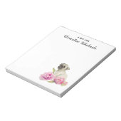 パグドッグフローラ水彩 |名前の追加 ノートパッド (回転)