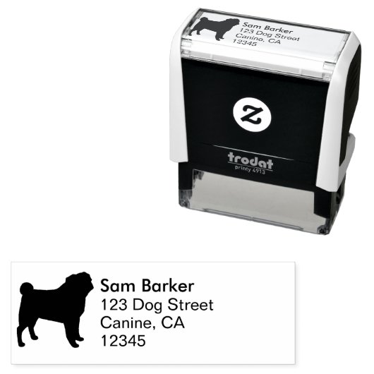 パグドッグブリードシルエット差出人住所 セルフインキングスタンプ (インサイチュ)