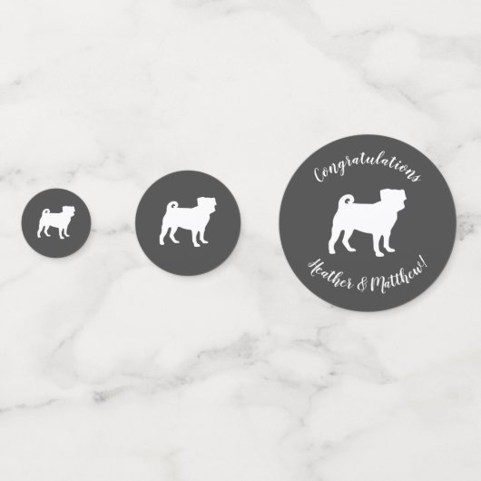 パグドッグベビーシャワーテーマ子犬男女兼用 コンフェッティ (正面)