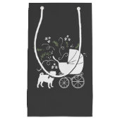 パグドッグベビーシャワーテーマ子犬男女兼用 スモールペーパーバッグ (正面)