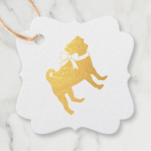 パグドッグベビーシャワーテーマ子犬男女兼用 フェイバータグ (正面)