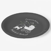 パグドッグベビーシャワーテーマ子犬男女兼用 ペーパープレート (アングル)