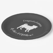 パグドッグベビーシャワーテーマ子犬男女兼用 ペーパープレート (アングル)