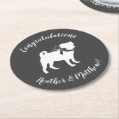 パグドッグベビーシャワーテーマ子犬男女兼用 ラウンドペーパーコースター (アングル)