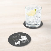 パグドッグベビーシャワーテーマ子犬男女兼用 ラウンドペーパーコースター (インサイチュ)