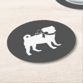 パグドッグベビーシャワーテーマ子犬男女兼用 ラウンドペーパーコースター (アングル)