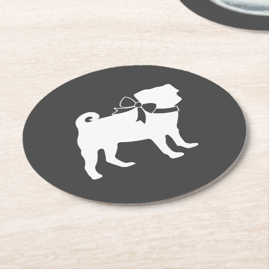 パグドッグベビーシャワーテーマ子犬男女兼用 ラウンドペーパーコースター (アングル)