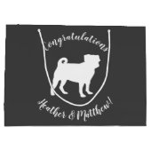 パグドッグベビーシャワーテーマ子犬男女兼用 ラージペーパーバッグ (裏面)