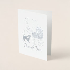 パグドッグベビーシャワーテーマ子犬男女兼用 箔カード