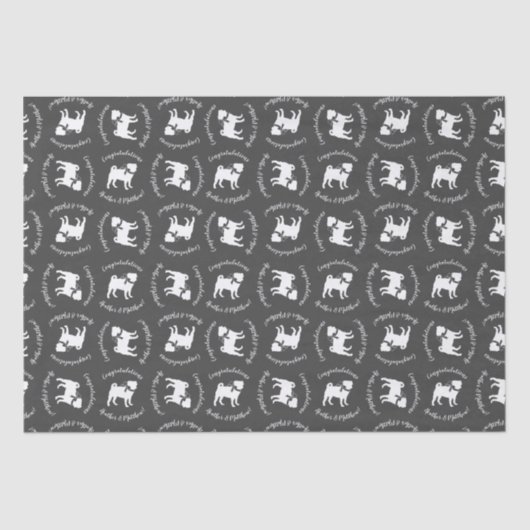 パグドッグベビーシャワーテーマ子犬男女兼用 薄葉紙 (正面)