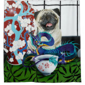 パグドッグ中国のドラゴン シャワーカーテン (正面)