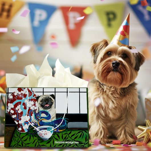 パグドッグ中国のドラゴン ラージペーパーバッグ