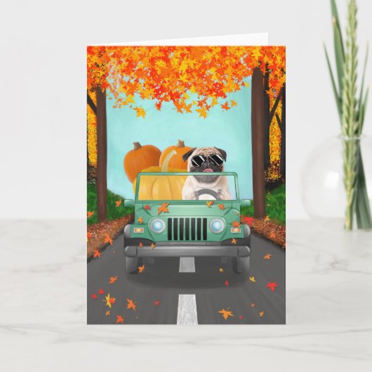 パグドッグ秋カボチャ カード (正面)
