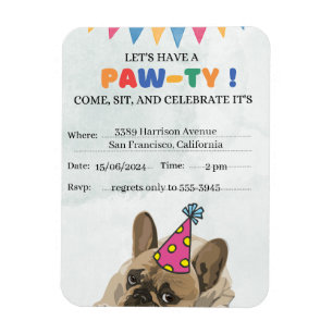 パグドッグ誕生日パーティパピーポーティ誕生日 マグネット