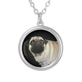 パグドッグ&こぼれたマグペット愛好家ネックペンダント シルバープレートネックレス