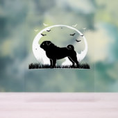 パグドッグ – ハロウィーンムーンシルエットクラシックT-Shir アクリルサイン (ニュートラル)