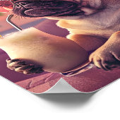 パグドリンクカクテルサマーペットポートレート ポスター (角)