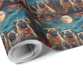 パグハロウィン不気味 ラッピングペーパー (ロールコーナー)