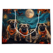パグハロウィン不気味 ラージペーパーバッグ (正面)