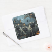 パグハロウィーンの夜の犬の喜び スクエアシール (封筒)