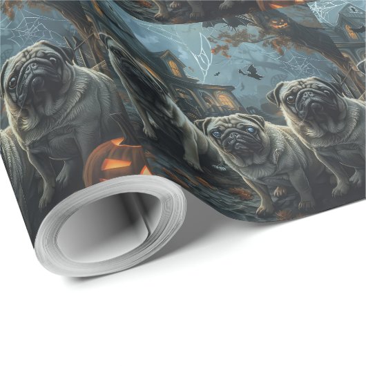 パグハロウィーンの夜の犬の喜び ラッピングペーパー (ロールコーナー)