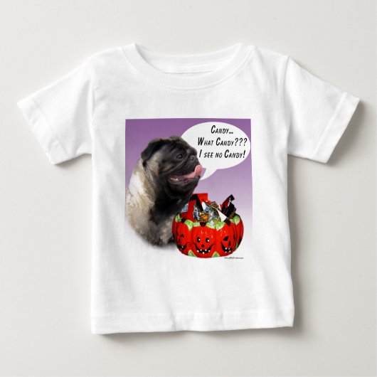 パグハロウィーンキャンディ ベビーTシャツ (正面)