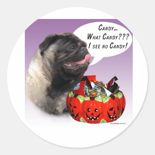 パグハロウィーンキャンディ ラウンドシール (正面)