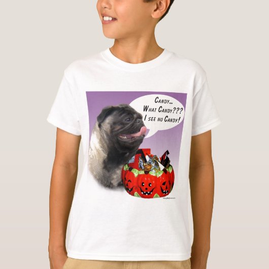 パグハロウィーンキャンディ Tシャツ (正面)