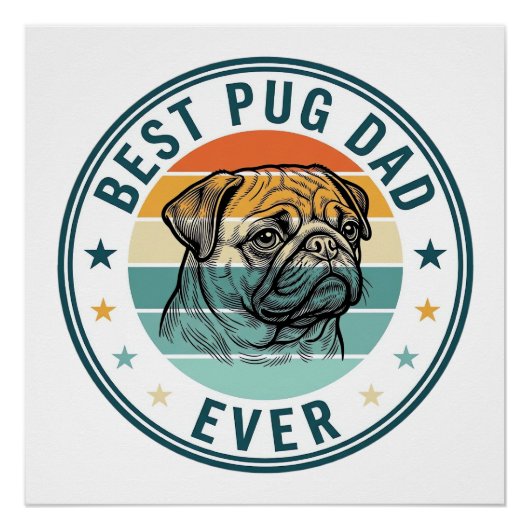 パグパパ最高 ビンテージ風の彫刻 犬のTシャツ デザイン ポスター (正面)