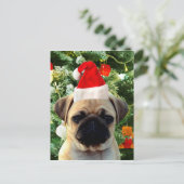 パグパピドグクリスマスツリーオーナメント雪だるま シーズンポストカード (スタンド正面)