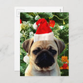 パグパピドグクリスマスツリーオーナメント雪だるま シーズンポストカード (正面/裏面)