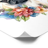 パグパピーペットウォーター色の花 ポスター (角)