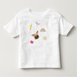 パグパピー虹の水色 トドラーTシャツ