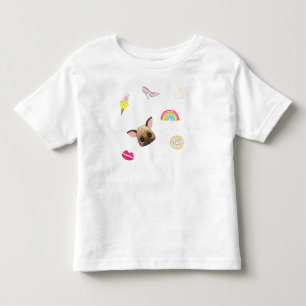 パグパピー虹の水色 トドラーTシャツ