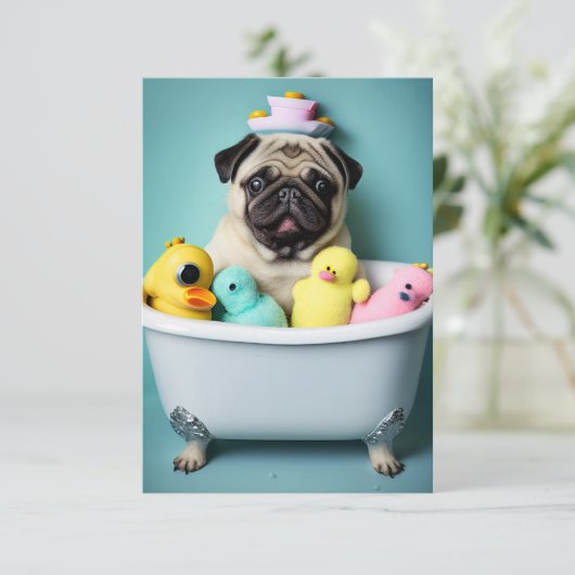 パグパラダイス:浴槽の中の入浴美しい カード (スタンド正面)