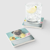 パグパラダイス：浴槽の中の入浴美しい ストーンコースター (横)