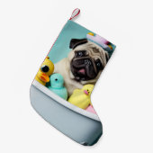 パグパラダイス：浴槽の中の入浴美しい スモールクリスマスストッキング (正面 (吊り時))